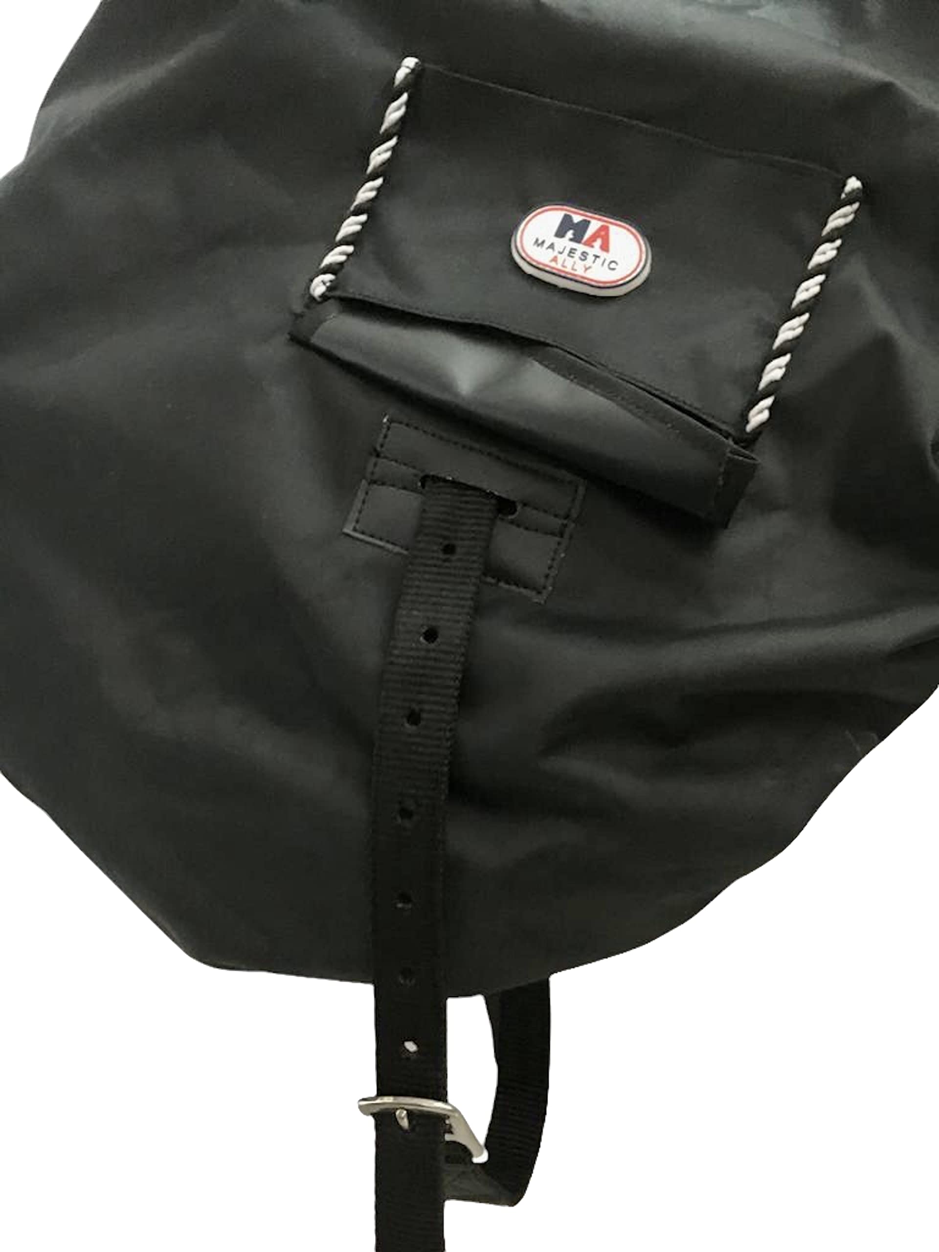 Majestic Ally Nylon Waterproof Fleece Lined Ride On English Saddle Cover-Multiple Color (Black) - Image 4