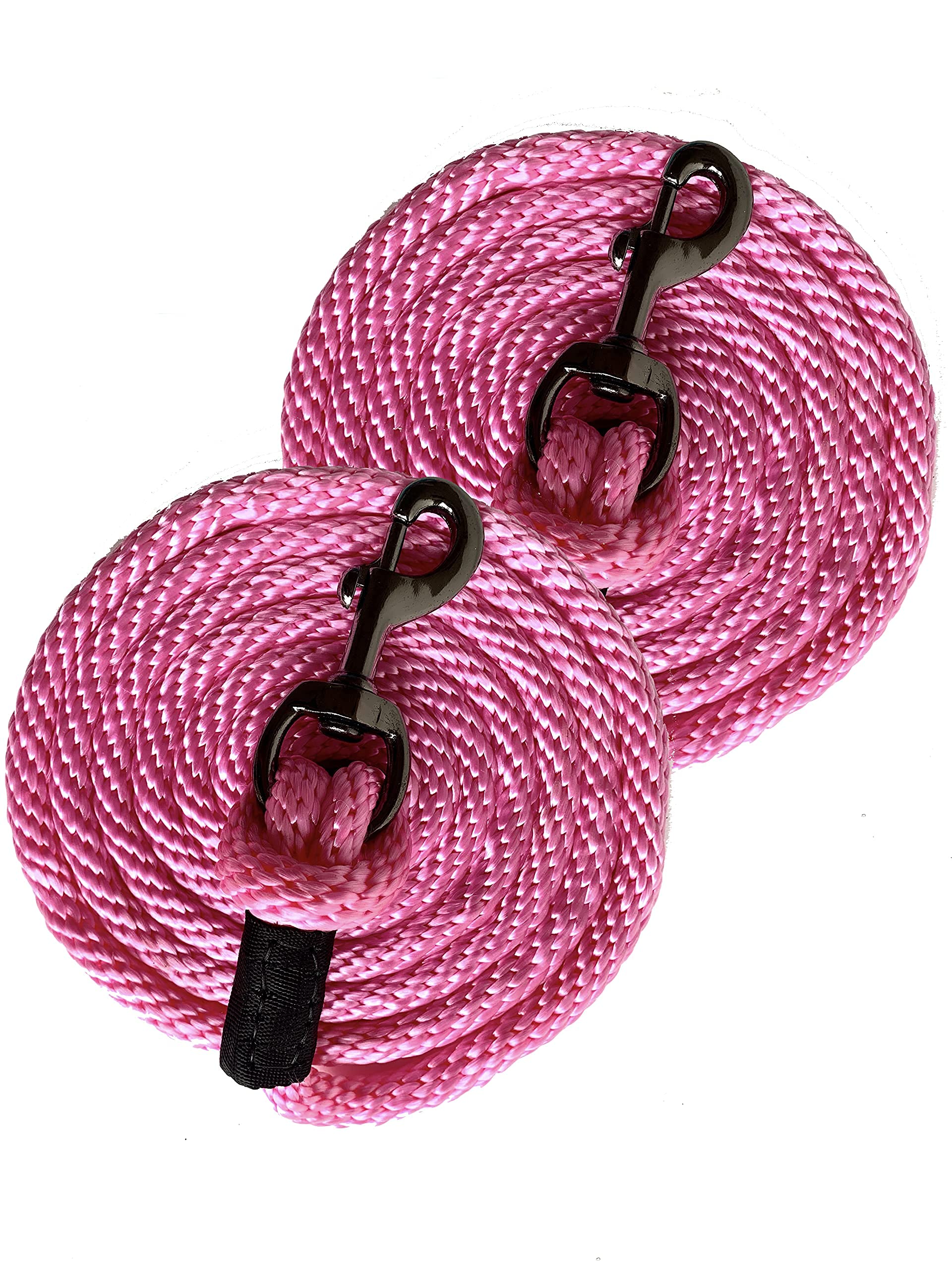 Majestic Ally Pack of 2 Solid Poly Lead Rope for Horses & Livestock – 10 Foot Long and 5/8 inch Thick - Replaceable Heavy-Duty Bolt Snap – Handmade – Soft, Broken in Feel (Pink) - Image 4
