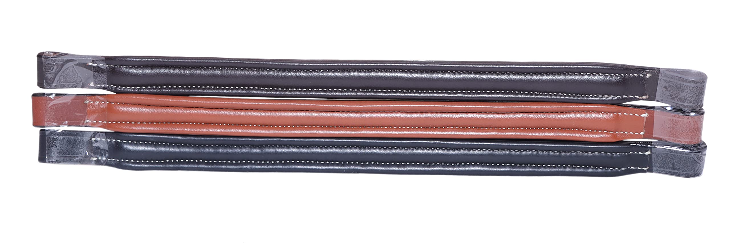 Majestic Ally Straight Crystal Padded Premium Leather English Browband for Horse Bridle - Image 3
